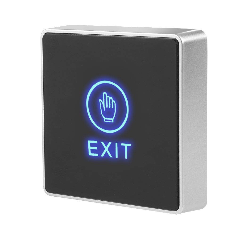 Door Touch Exit Release Unlock Button Switch Panel LED Light for Door Access Control System with Blue Indicator Light,NO/COM Output Contact