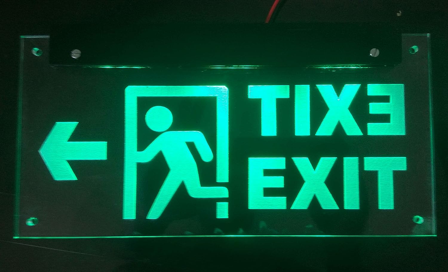 Acrylic EXIT Glow Sign Board with LED Lights, Size 10 x 6.5 inch, Direction-Universal, from Aarushi Creations