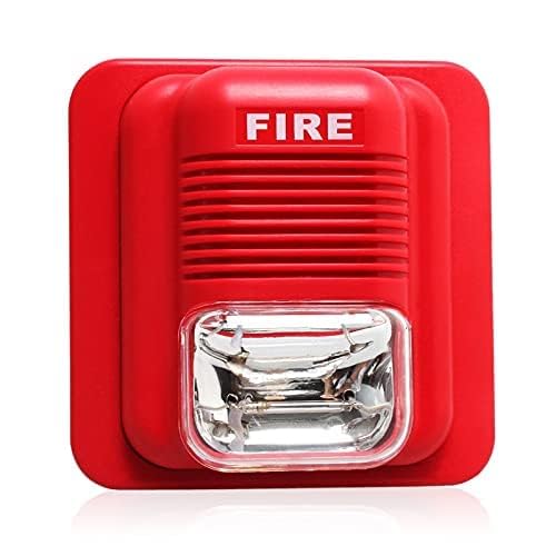 Fire Alarm Warning Strobe Siren| Fire Security Services| Fire Alarm Siren |Horn Sound & Strobe Alert Security System for Home Office Hotel Restaurant