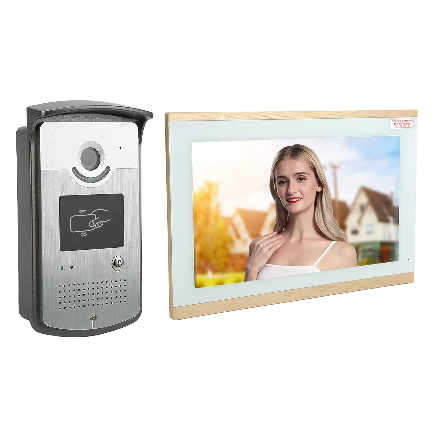 Video Intercom System, WiFi Waterproof Infrared Night Vision 100 240V Video Door Phone Bell Kit Motion Detection 10in for Smart APP
