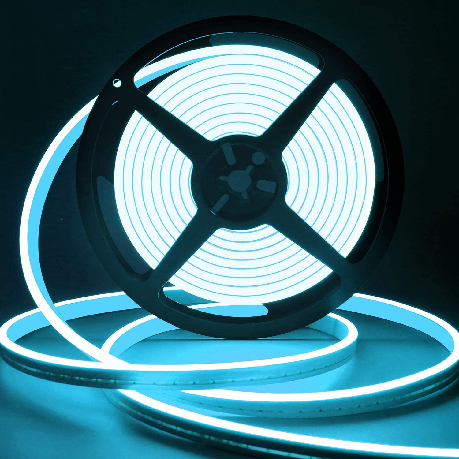 16.4Feet Long with 12V Adaptor LED Neon Strip Rope Lights,Flat Silicone Neon Rope Light Flexible Cuttable String, IP65 Waterproof Neon LED Strips for Indoor Outdoor Decoration