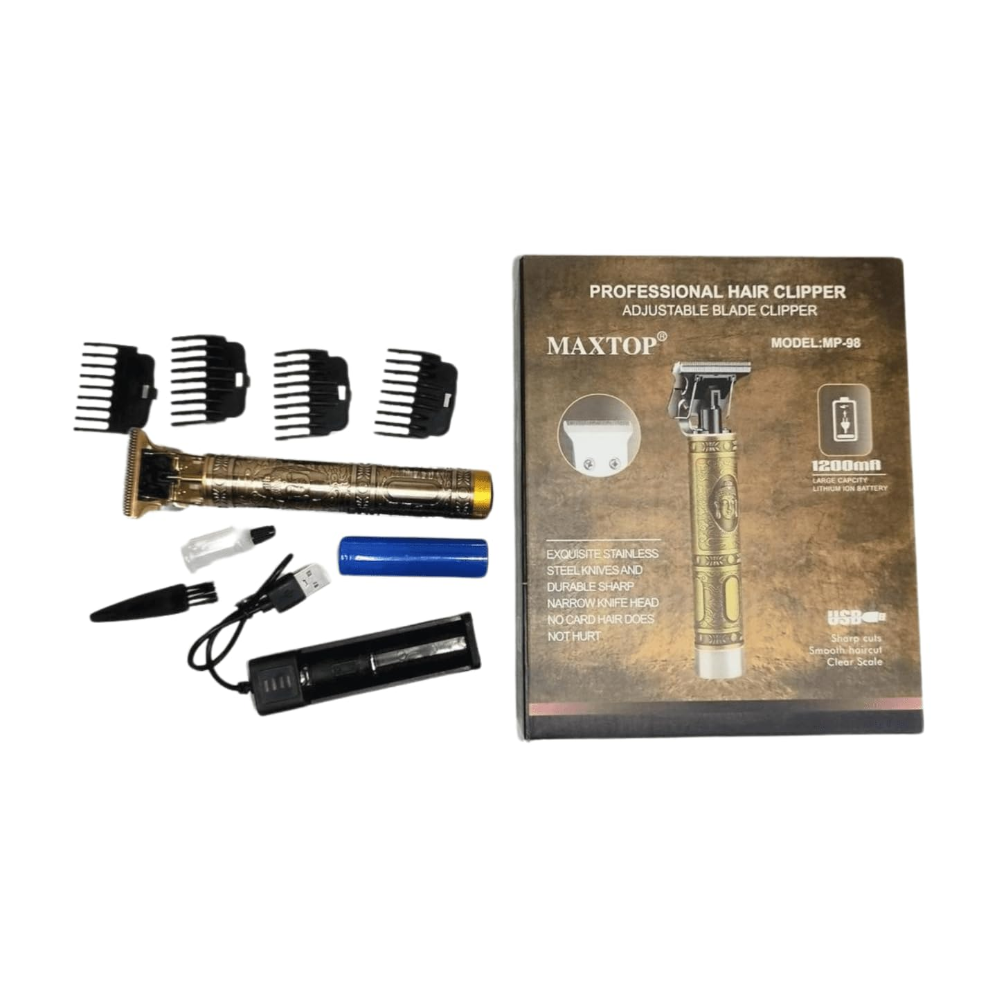 MAXTOP PROFESSIONAL HAIR CLIPPER ADJUSTABLE BLADE CLIPPER, 1200MA LARGE CAPCITY LITHIUM