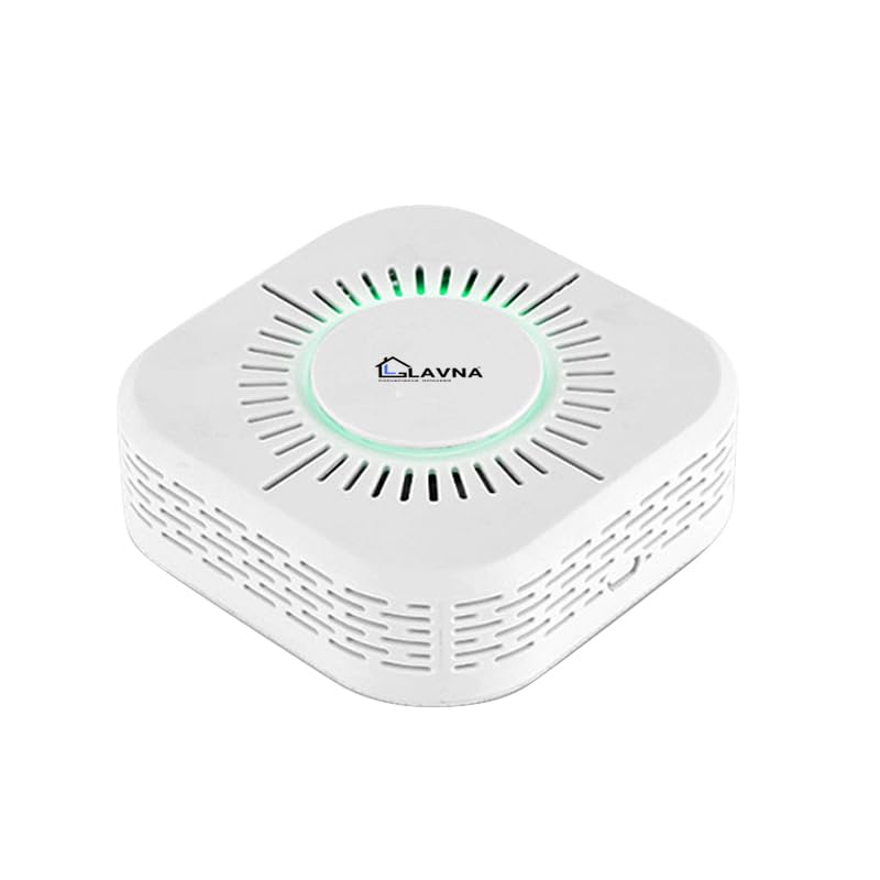 Smart Smoke Detector with Alarm, Fire Alarm Battery Operated with 80db Sound and Light Warning | App Controlled | Live Notification on Mobile for Home Office use