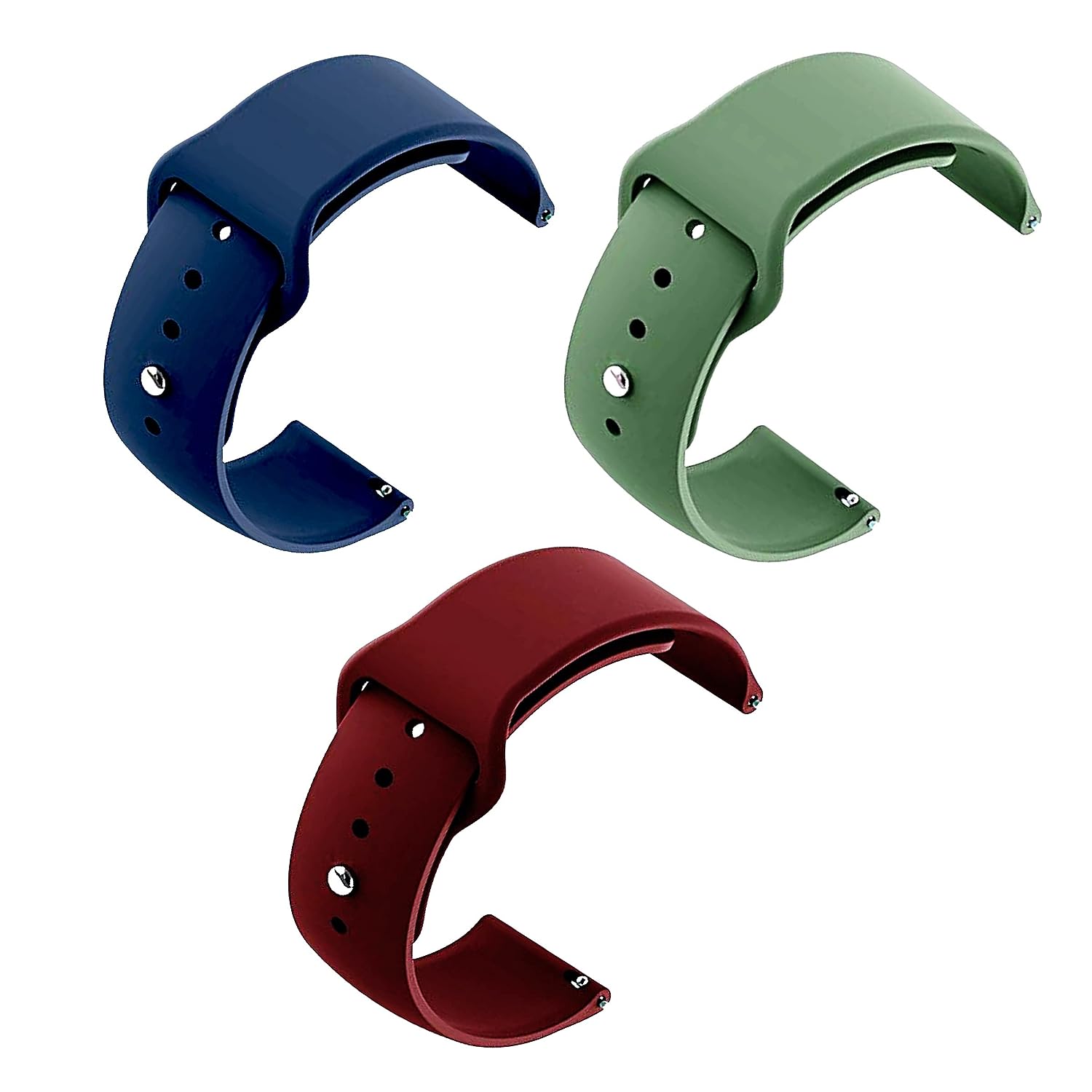Accessories & Replacement Original Belt Band for 19mm, 20mm, 22mm, 23mm, 24mm Smart Watch Strap (Set of 3 Color)