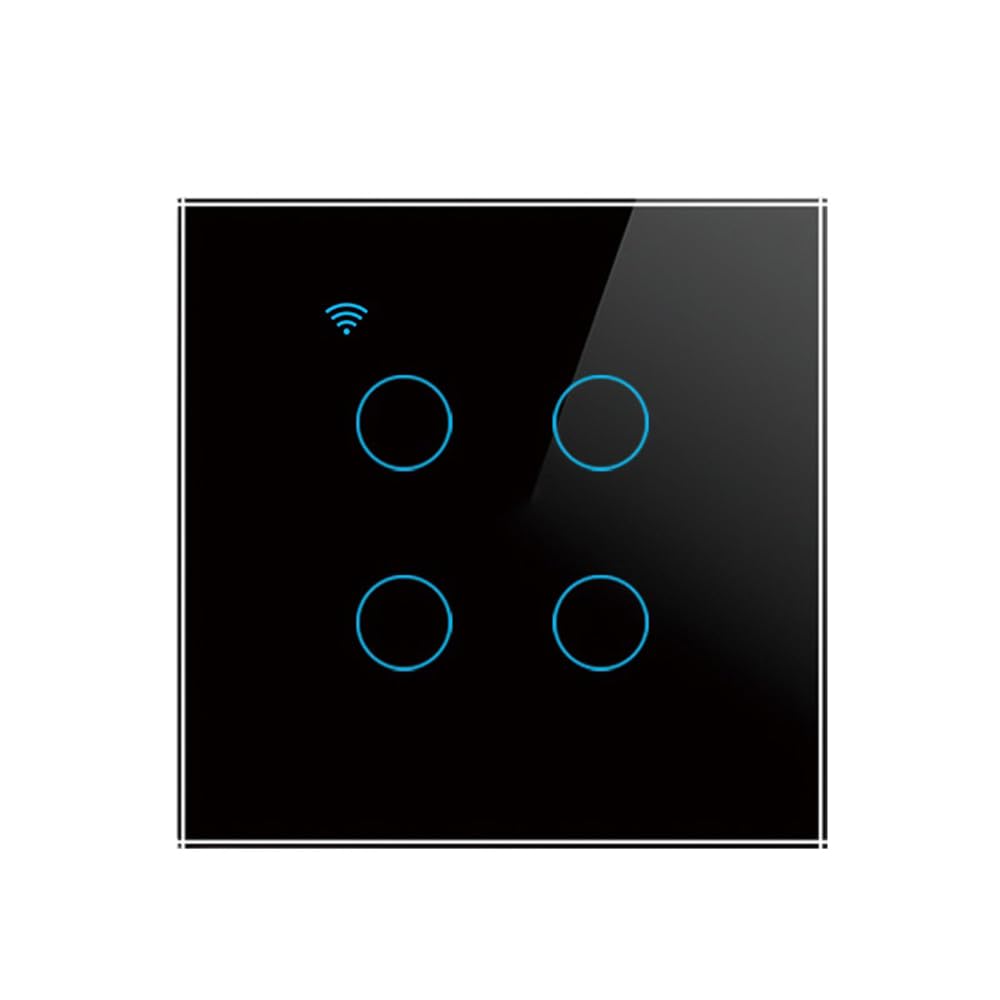 Smart WIFI Switch,4 Gang Wall Switch with Touch Button Compatible with Alexa, Google Assistant and SmartLife App, 10A 230VAC Smart Switch with Interlocking Feature
