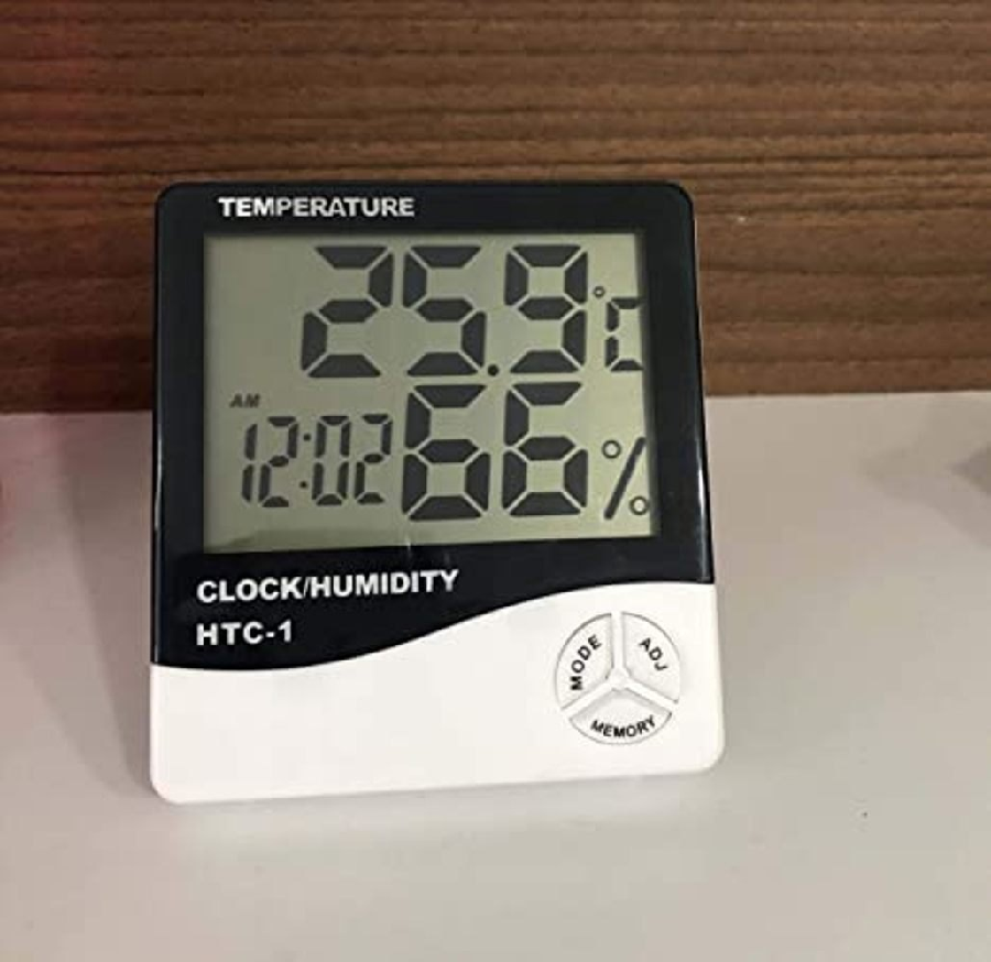 Temperature & Humidity Meter with Clock, Lab Grade