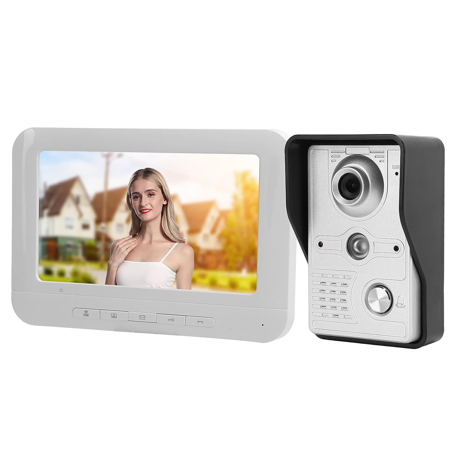 WiFi Video Doorbell, 7in TFT Display Video Camera doorbell, Weatherproof Wired Power Door Phone and Doorbell 2 Way Audio Secure Alarm System Outdoor Smart Home, Motion Detection, Night Vision